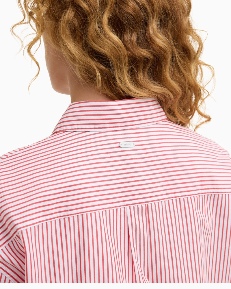 Barbour Polly striped shirt red, fabric stripe detail – Áines Boutique