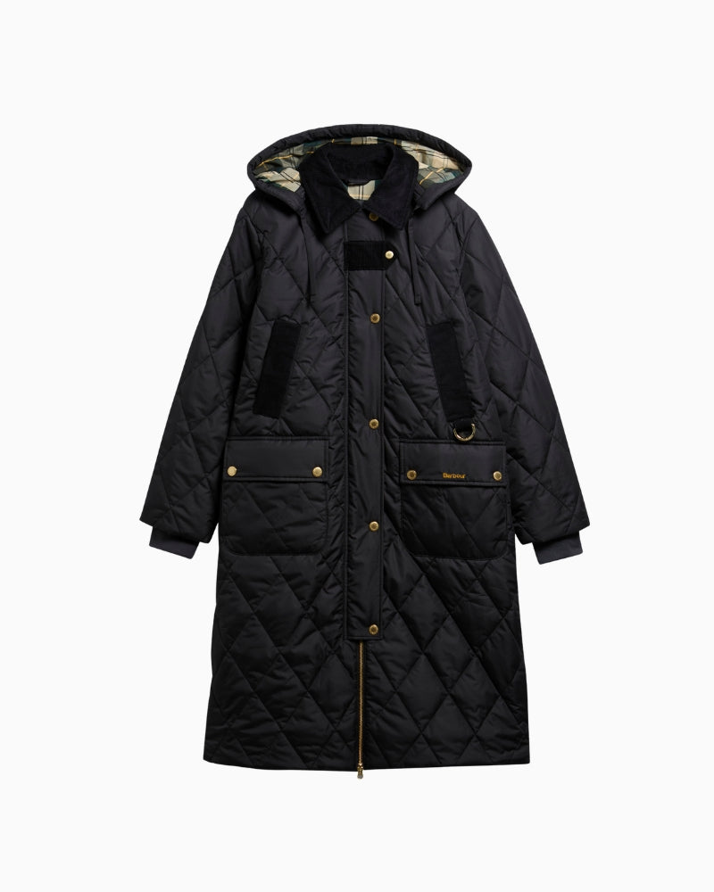 Barbour Rudson Quilted Jacket in Black/Ancient front view