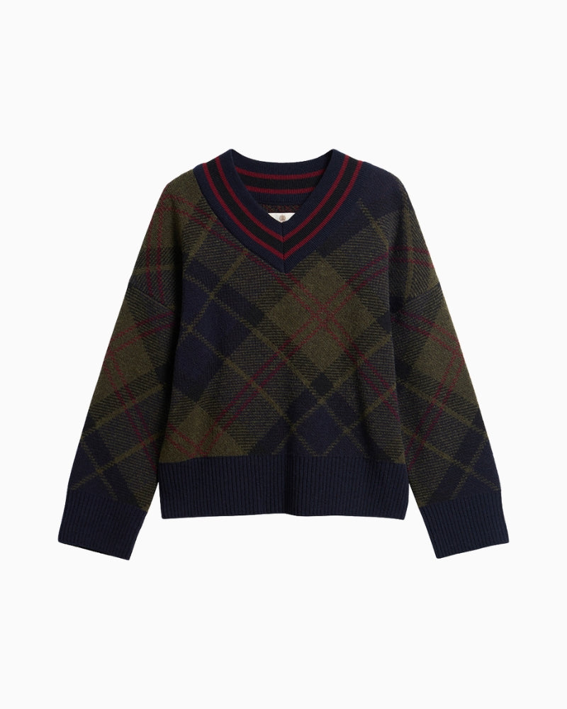 Barbour Shae Jumper Navy Green front view