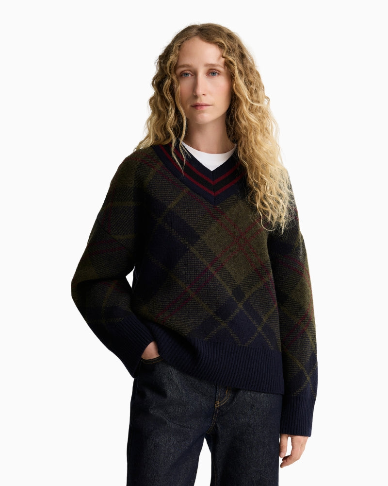 Barbour Shae Jumper Navy Green front view