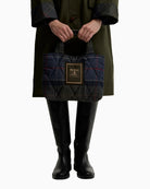 Barbour Tartan Arlene Mini Quilted Tote in Tartan carried by hand
