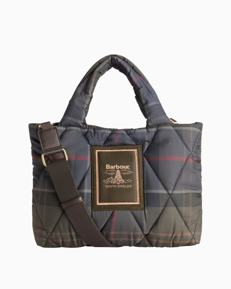 Barbour Tartan Arlene Mini Quilted Tote in Tartan front view