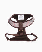 Back view of Barbour Pink Tartan Dog Harness showing adjustable strap