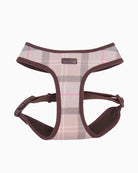 Front view of Barbour Tartan Dog Harness in pink tartan