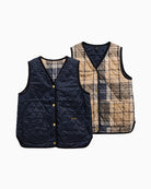 Barbour Tartan Reimagined Icon Reversible Liner navy quilted front view