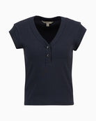 Barbour Verona ribbed T-shirt dark navy front view