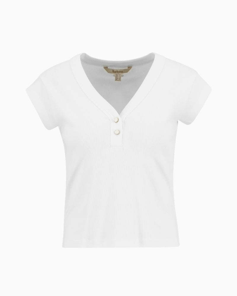 Barbour Verona ribbed T-shirt white front view