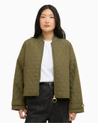 Barbour Whillan quilted jacket green, front detail view – Áines Boutique