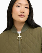 Barbour Whillan quilted jacket green, collar and zipper detail – Áines Boutique