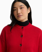 Barbour Woodhouse Cashmere Cardigan in Red neckline and collar detail