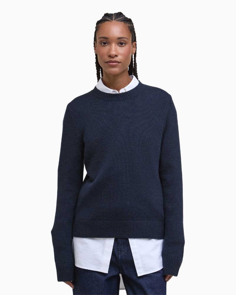 Barbour Woodhouse Cashmere Jumper Navy front view