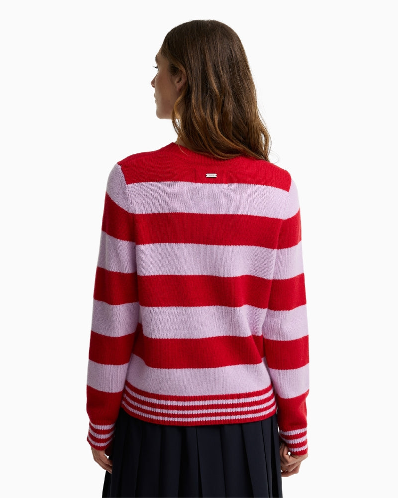 Barbour Woodhouse Striped Cashmere Jumper in Red Stripe back view