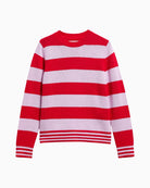 Barbour Woodhouse Striped Cashmere Jumper in Red Stripe close-up front view