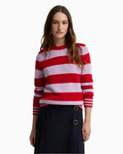 Barbour Woodhouse Striped Cashmere Jumper in Red Stripe front view
