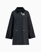Barbour Wren wax jacket navy flat lay front view – Áines Boutique