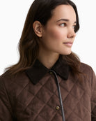 Barbour cord collar close up detail Sonya quilted jacket