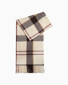 Barbour cream tartan scarf folded showing muted grey and brown check pattern