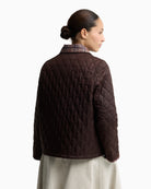 Barbour quilted jacket back view diamond quilting dark brown