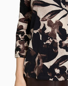 CLose up of Floral print jersey t-shirt by Betty Barclay with ¾ sleeves and round neck