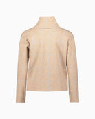 Back view of soft check jumper showing relaxed fit and medium length
