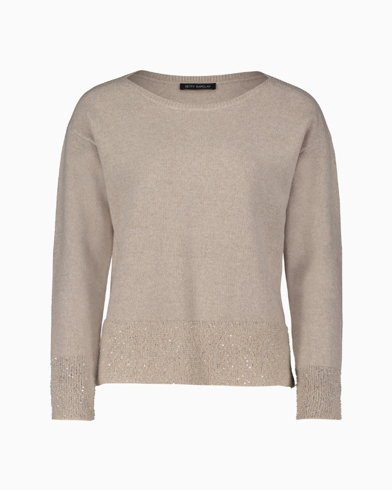Front view of Betty Barclay knit jumper with bateau neckline and straight fit