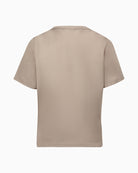 Back view of plain satin blouse with relaxed fit and neat fastening