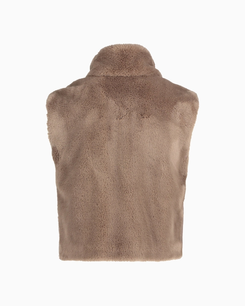 Back view of Betty Barclay sleeveless body warmer with smooth finish and clean seams