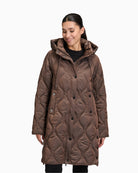 Long quilted jacket by Betty Barclay with hood and piped pockets