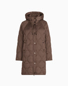 Long quilted jacket by Betty Barclay with hood and piped pockets
