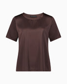 Plain satin overblouse by Betty Barclay with round neck and dropped sleeves