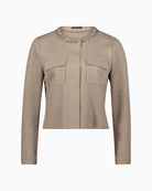 Suede-effect blazer by Betty Barclay in soft neutral tone with round neck