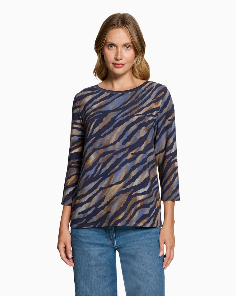 Betty Barclay Animal Print Sweatshirt in Blue front view