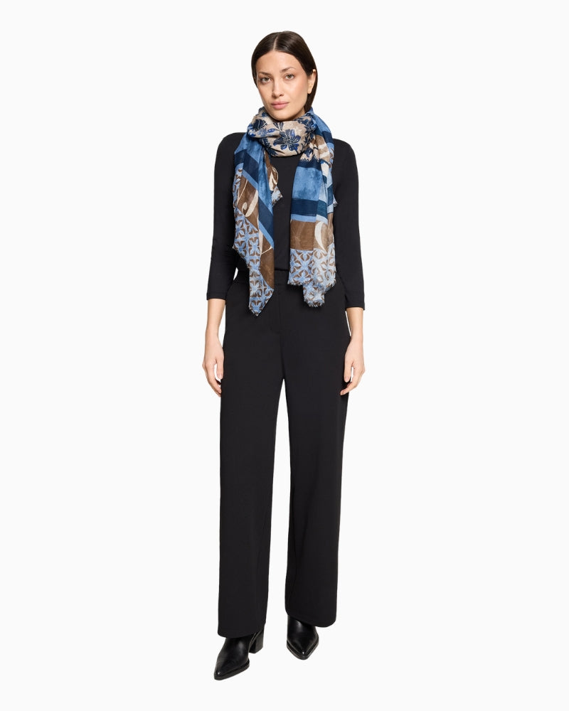 Betty Barclay Basic Scarf in Blue and Beige styled view