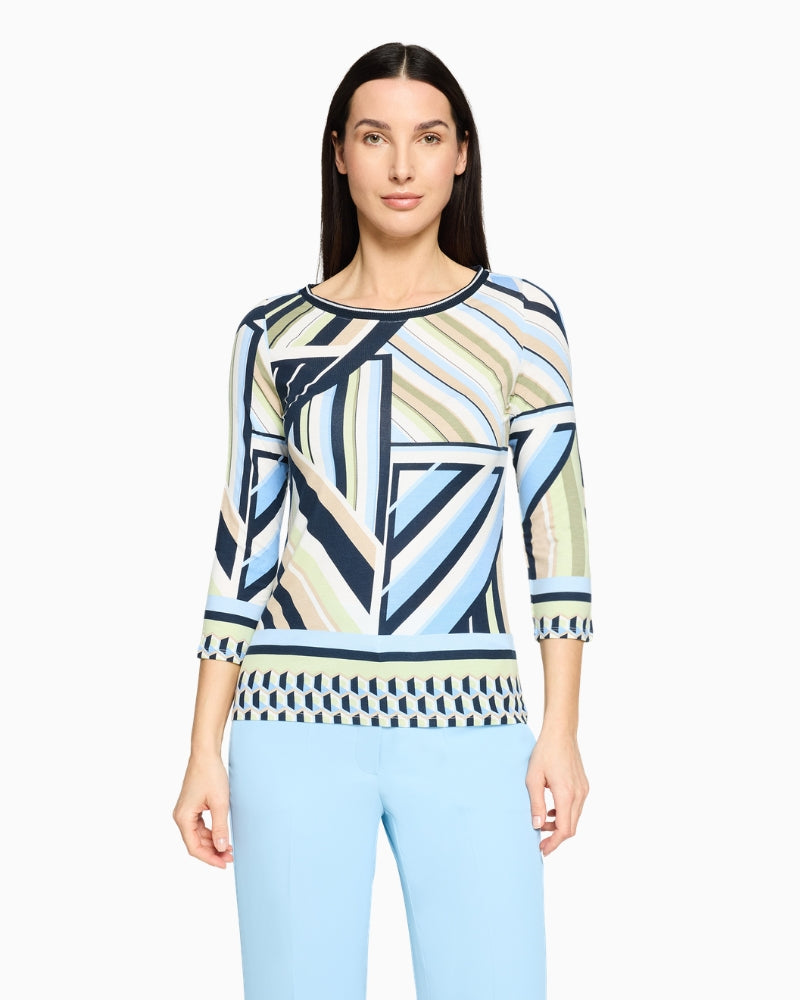 Betty Barclay Basic T-Shirt blue green patterned front view