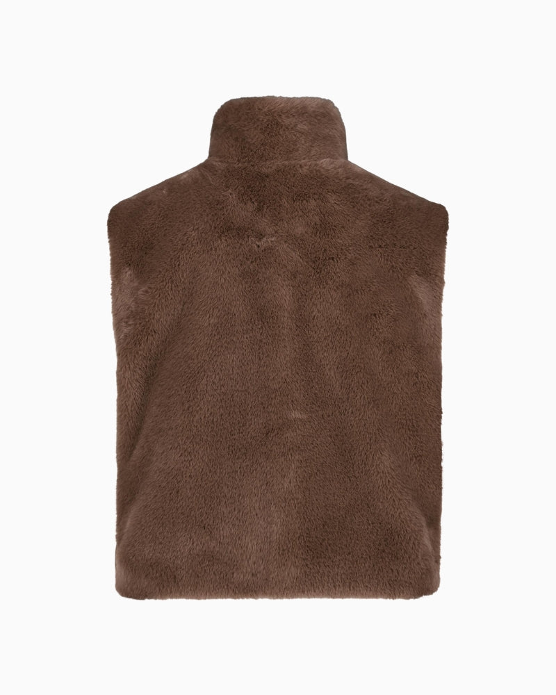 Betty Barclay Faux Fur Gilet in Tan back view