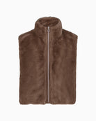 Betty Barclay Faux Fur Gilet in Tan plush texture detail
