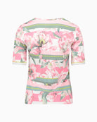 Betty Barclay floral ribbed top flat lay back view – Áines Boutique