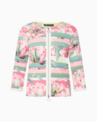 Betty Barclay floral ribbed zip top flat lay front view – Áines Boutique