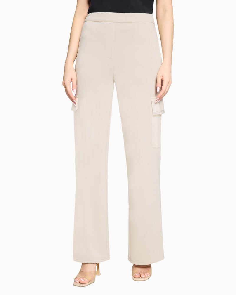 Betty Barclay jersey high waist trousers front view on model – Áines Boutique