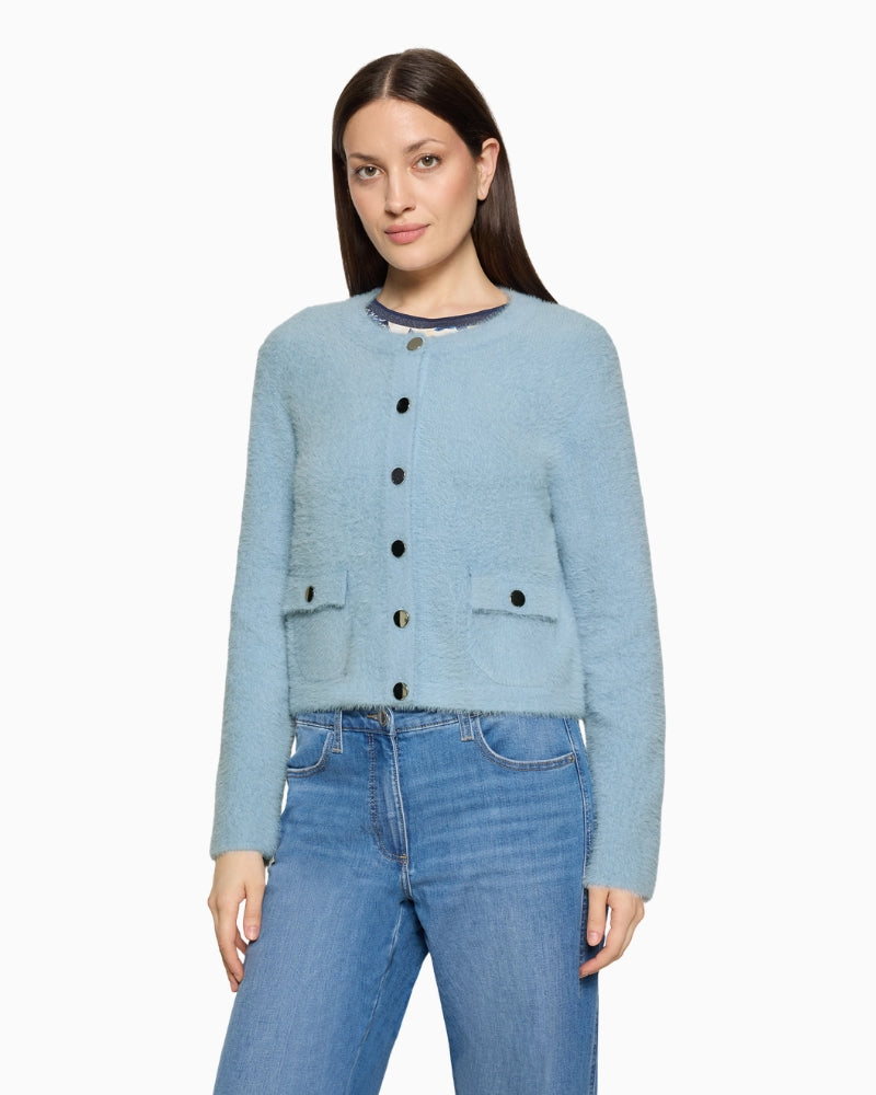 Betty Barclay Knit Cardigan in Pale Blue front view
