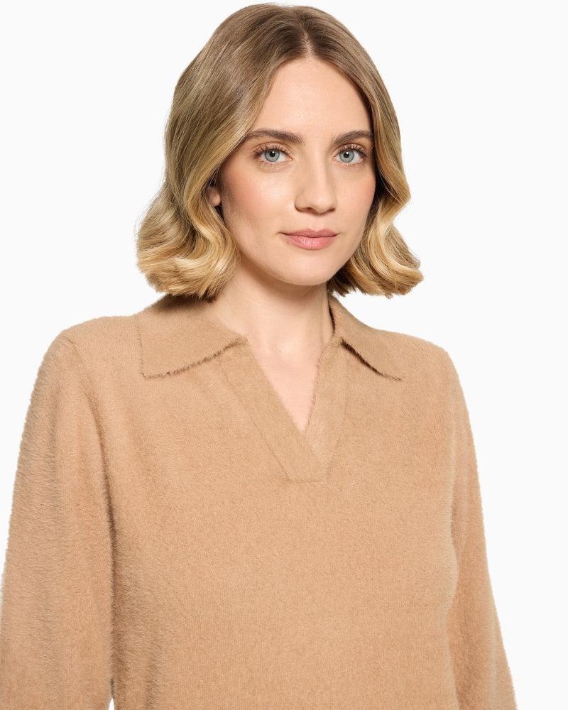 Betty Barclay Knit Jumper in Beige polo collar detail