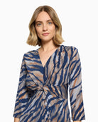 Betty Barclay Midi Dress in Blue V-neck detail
