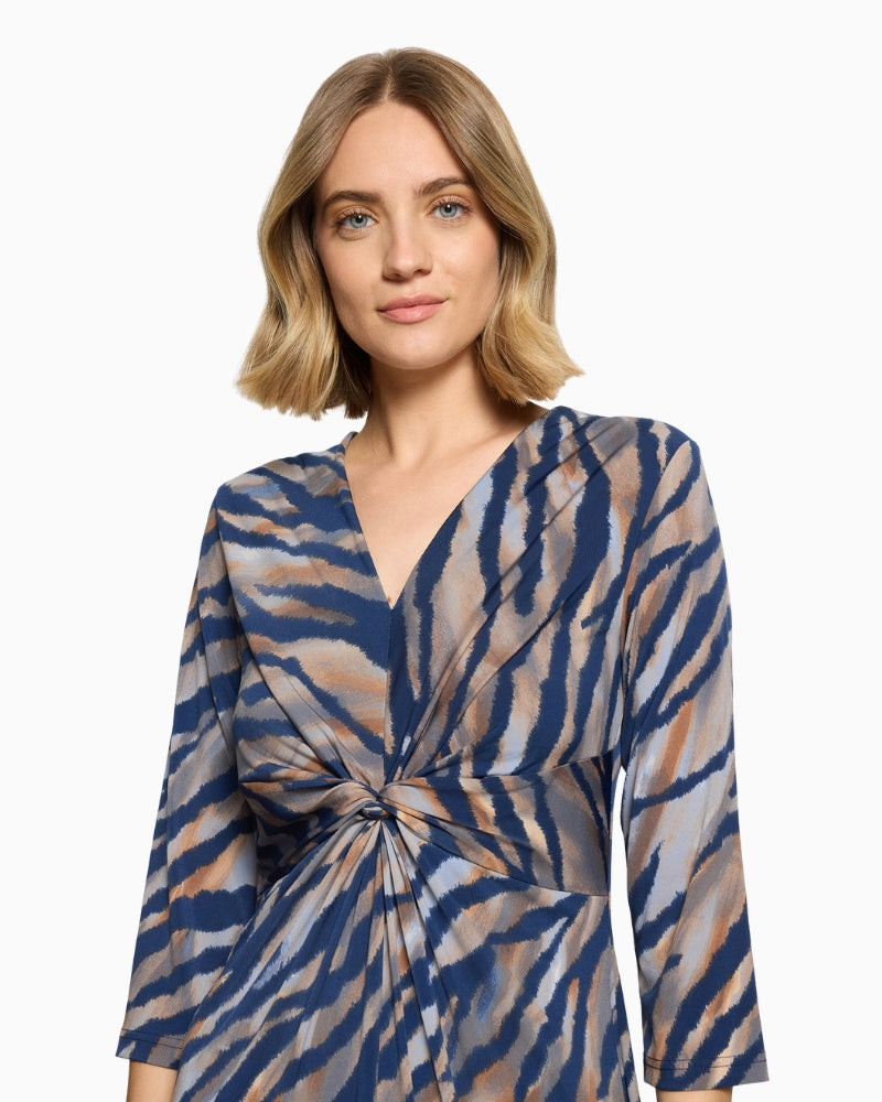 Betty Barclay Midi Dress in Blue V-neck detail