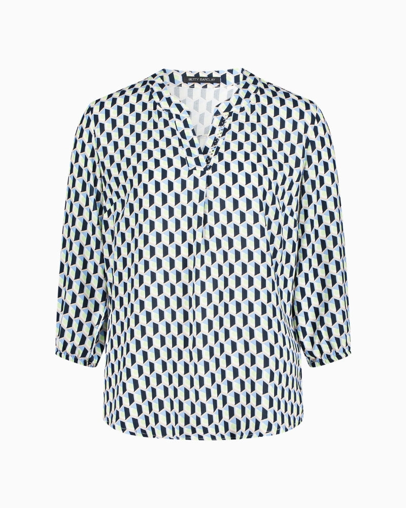 Betty Barclay Overblouse blue green graphic front view