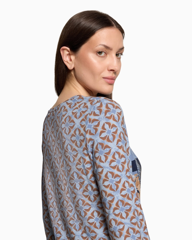 Betty Barclay Oversized Top in Blue back print detail