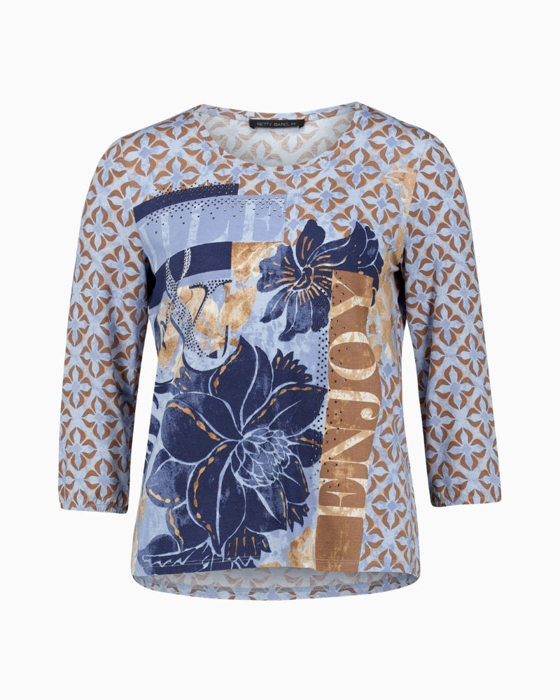 Betty Barclay Oversized Top in Blue graphic fabric detail