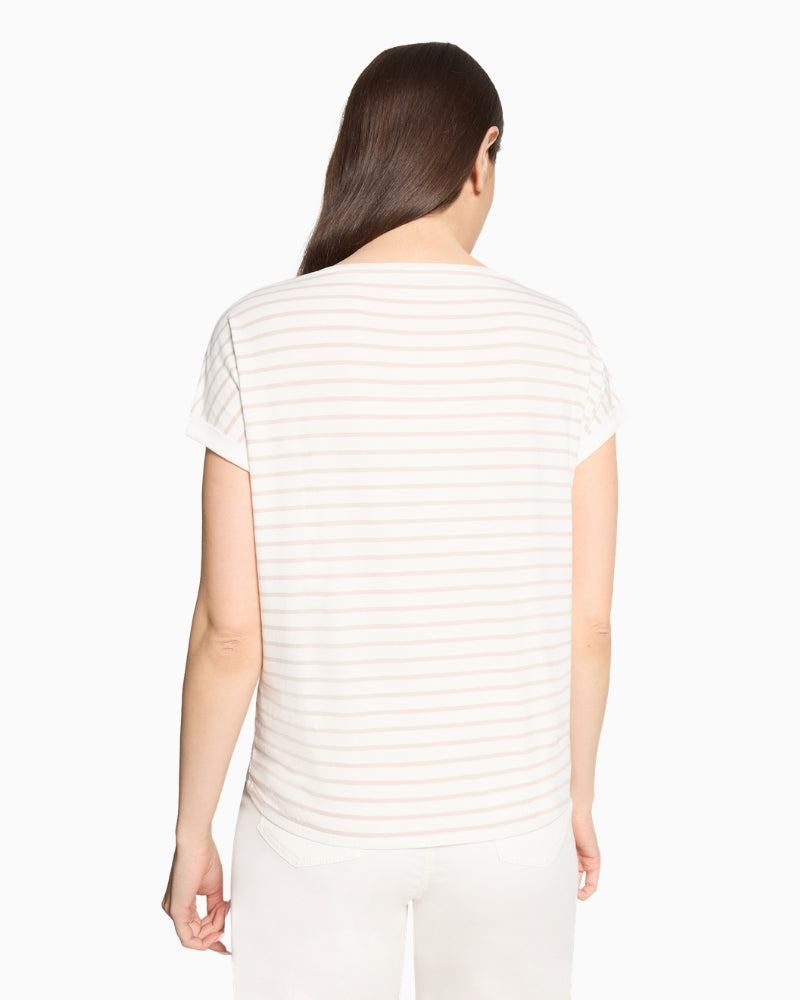 Betty Barclay placement jersey top back view on model – Áines Boutique