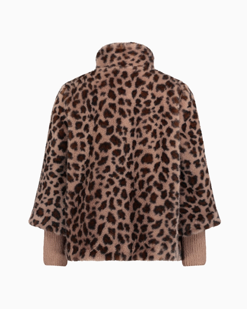 Betty Barclay Plush Jacket in Leopard back view