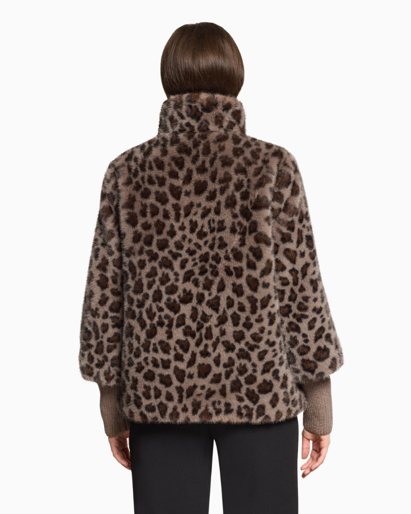 Betty Barclay Plush Jacket in Leopard back view