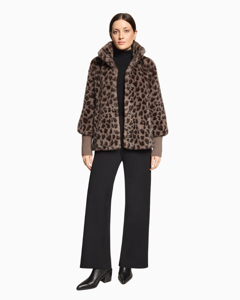 Betty Barclay Plush Jacket in Leopard front view